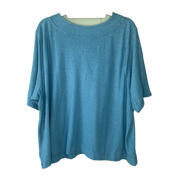 Pure Jill Womens Size 4X Green Hemp Cotton Short Sleeve Shell Button Front Top - Picture 2 of 9